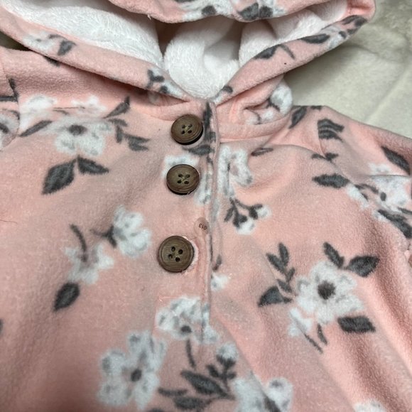 Carters 6M Light Pink Floral Faux Sherpa Lined Winter Coverall Jumpsuit - Picture 8 of 11